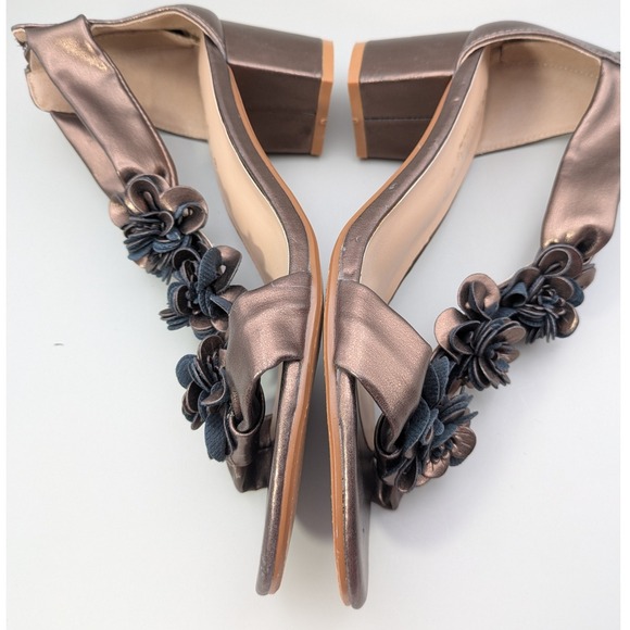 Patrizia By Spring Step Quinteel Floral Copper Dark Blue Open Toe Heels‎ Size 9 - Picture 6 of 11